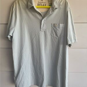 NWT Tommy Bahama Mens RELAX Light Blue Striped Polo Shirt L